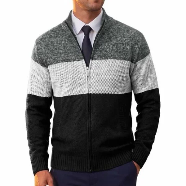 Contrast Stripe Knit Sweater Jacket
