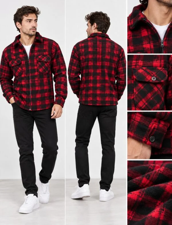 Fleece-Lined Check Padded Shirt